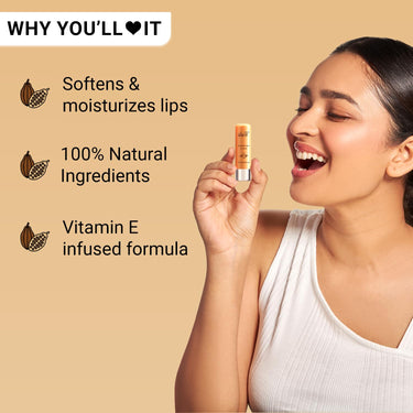 Iba Pure Lips Moisture Rich Lip Balm - Cocoa Vanilla, 4.5 g (Pack of 2) | For Pigmented, Dry Damaged & Chapped Lips | Enriched with Cocoa Butter, Shea Butter | Glossy Finish | 100% Natural | Halal Certified & Vegan